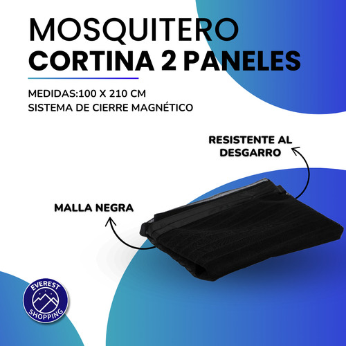 Cortina Mosquitero Magnética 2 Paneles Para Puerta