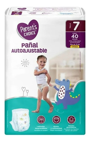 2 Pzs Pañales Parent S Choice Autoajustable Talla 7 Unisex