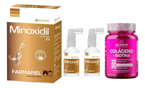 Minoxidil 2% 2 Meses Spray Anacastel Solución Crecimiento de Cabello Y Barba 120 Ml de piel sensible anticaída con Biotina