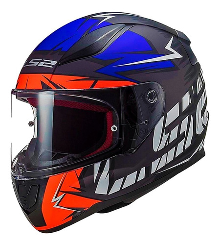 Casco Moto Integral Ls2 Ff 353 Chromo Naranjo / Azul Matte