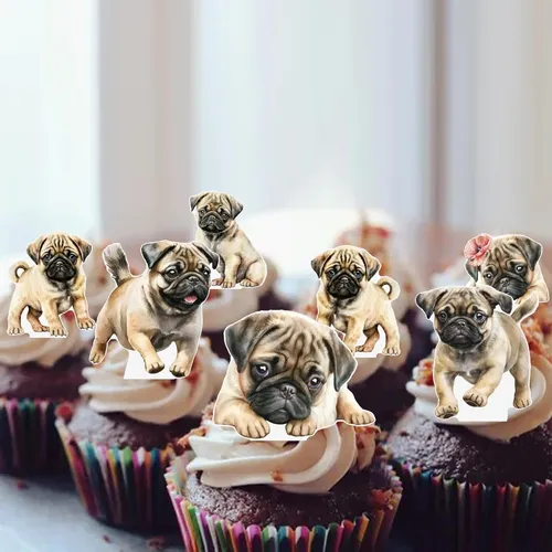 Pug cupcake toppers hot sale