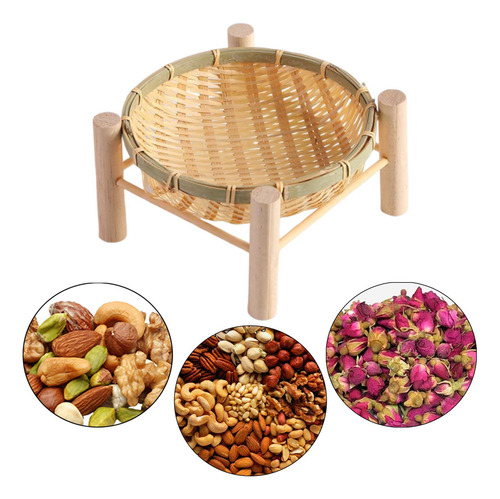 Bandeja De Cesta De Bambú, Bandeja Para Servir, 18cm Madera