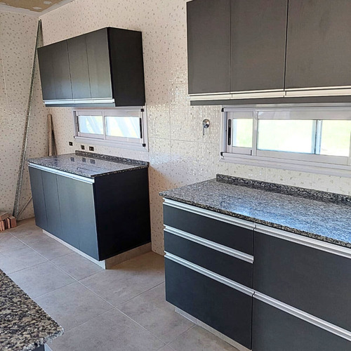 Muebles De Cocina A Medida-alacenas Bajo Mesada Mdf Meamina Gris Oscuro