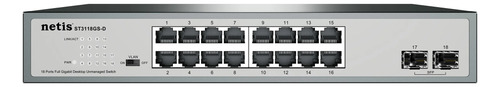 Switch Netis Modelo St3118gs-d, 16 Puertos Y 2 Puertos Sfp