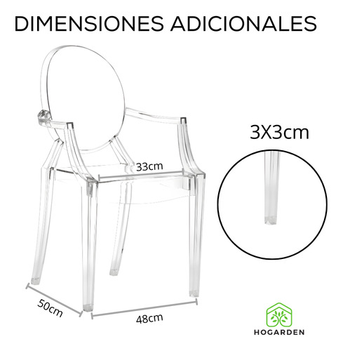 Silla Moderna Ghost 1 Pz Con Brazo Comedor Eventos Hogarden