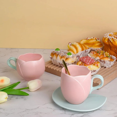 Taza De Tulipan Rosa, Taza En Forma De Flor Tulipanes,