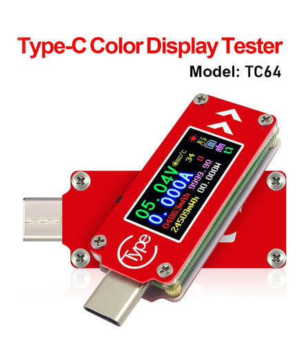 Tc64 Tipo-c Pantalla Lcd A Color Voltímetro Usb Amperímetro