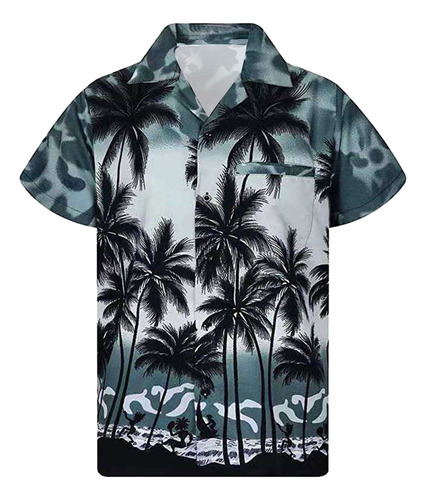 Camisa Para Hombre N De Manga Corta Hawaiana Estampada Summe