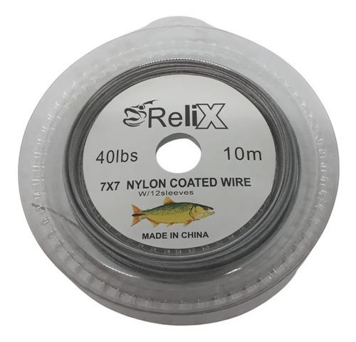 Cable De Acero Relix Forrado 7×7 40lbs Pesca Lider X10m