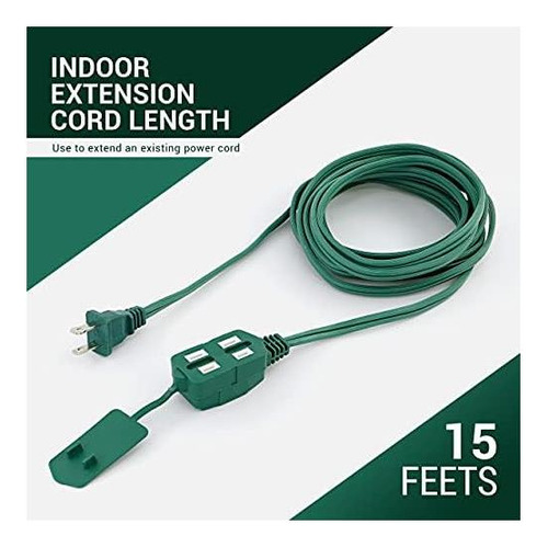 Cable De Extensión Verde De 15 Pies Para Árbol De Navidad, 3