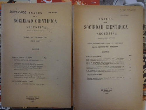 Anales De La Sociedad Cientifica Argentina Año 1986