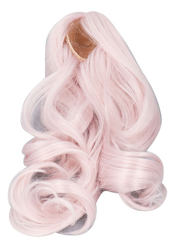 Peluca De Muñeca Rosa De Seda Suave, Larga Y Rizada, Con Ray