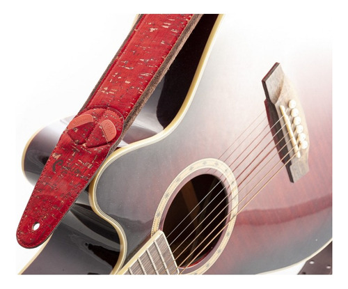 Right On! Veganas Mojo Cork Correa Guitarra Made In Spain Color Red