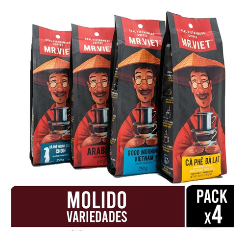 Pack X4 Café Molido Vietnamita Variedades 250gr - Mr Viet