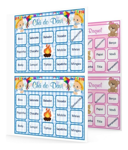 Bingo Chá De Bebê Fralda Festa Junina Personalizado Imprimir