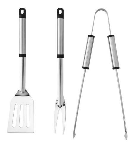 Set 3 Utensilios Para Asador Ac. Inoxidable Premium Parrilla