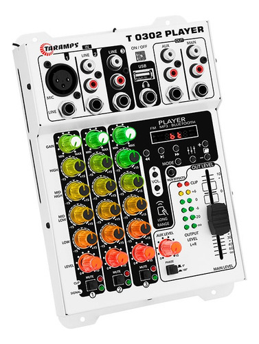 Mesa De Som 3 Canais Player Multicolor T0302 Mixer Taramps T