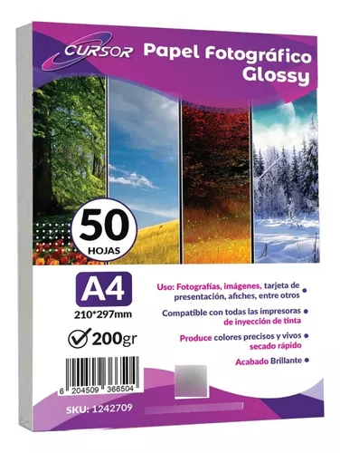 Papel Fotografico Adhesivo 4r 135g 10x15 Cm 50 Hojas Cursor