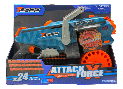 Pistola Turbo X24 Dardos Attack Force Descarga Rapida