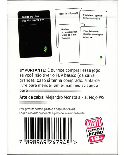 FDP Foi De Propósito 2 Expansão Buró Jogo De Cartas - Two Head Games