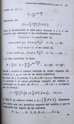 Fundamentos De La Teoría De Números Vinogradov (Usado)