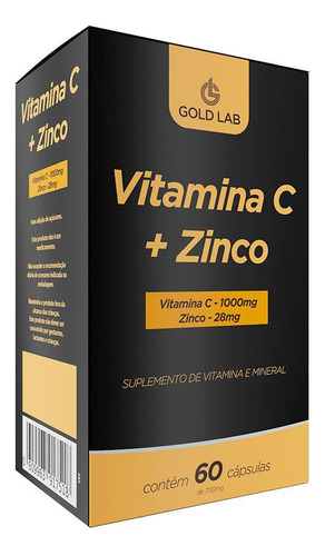 Vitamina C 1000mg + Zinco 28mg Gold Lab Com 60 Cápsulas