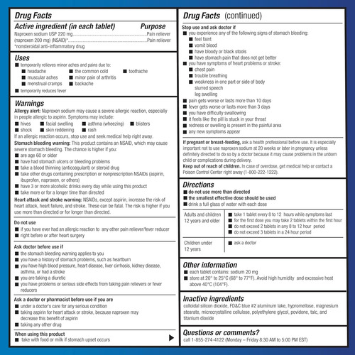 Basic Care Tabletas De Naproxeno Sódico 200u Como Aleve