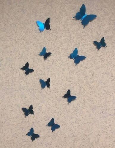 Pegatinas De Pared Mariposa Tipo Espejo Color Azul