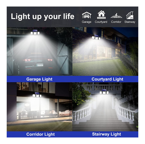 Luzes Solares Com 3 Cabeças, Luzes Solares Led De Ângulo De