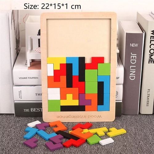 Imagen 6 de 8 de Tetris Portátil Madera Juguete Didáctico Puzzle Educativo