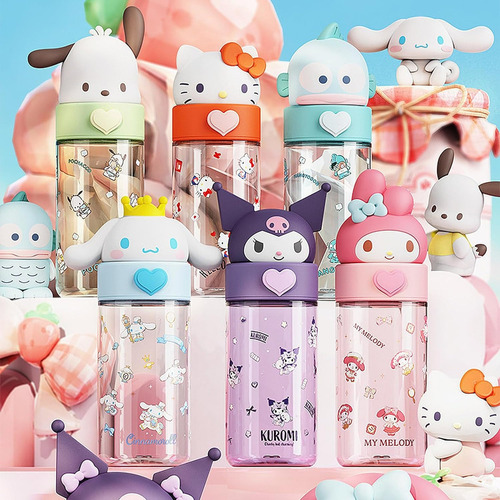 Botella De Agua Portátil 500ml Sanrio Personajes Color Melody