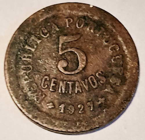 5 Centavos Portugal 1927 Moneda Cobre Portuguesa 