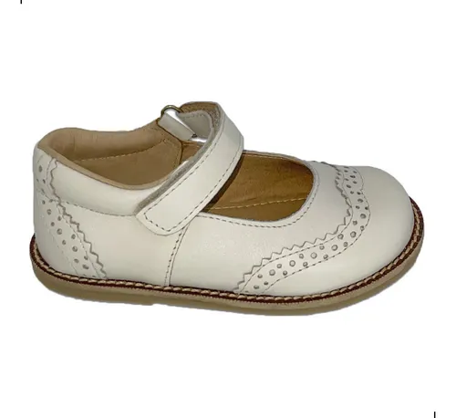Sapato Infantil Boneca Hobby Em Couro Offwhite Ha1106