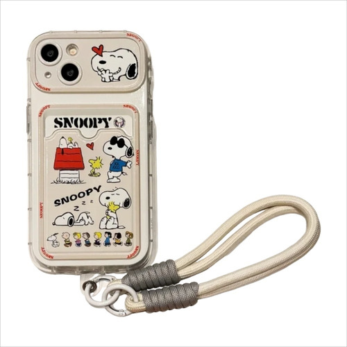 * Capa Para Celular Snoopy Com Lente E Cartão