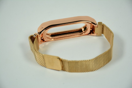 Imagem 6 de 9 de Pulseira Rose Dourada De Aço Inoxidável Para Mi Band 2