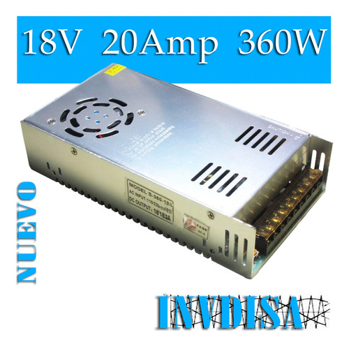 Fuente Poder 18v 20a 360w Cnc Led Nema 23 Transformador (Usado)