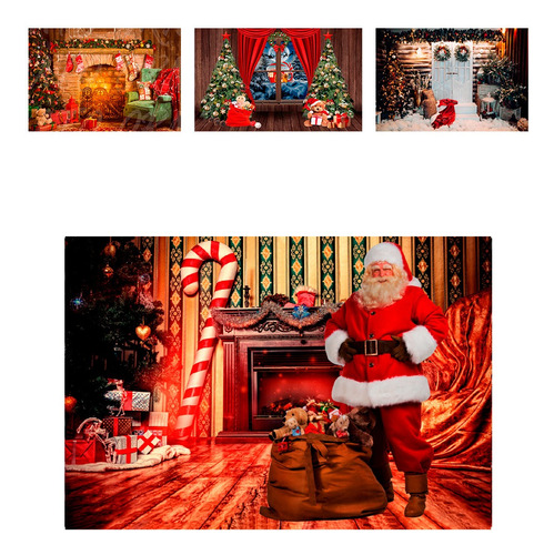 Painel Tecido Sublimado 3d Natal Papai Noel 2,5x1,5m