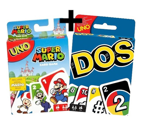 Juego De Cartas Pack Uno Mario Y Dos Clásico 2unid 