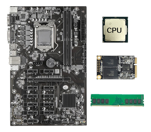 Placa Base Minera B250 12 Pcie Con Cpu Aleatoria+120 G Msata