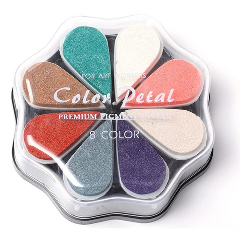 8 Colores Craft Rainbow Finger Ink Pads Sellos, Pequeñ...