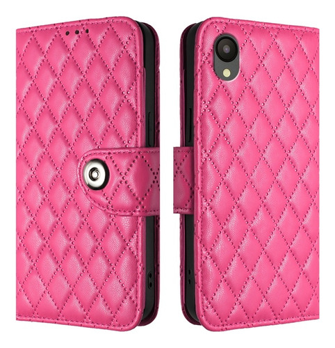 Funda De Flip Con Textura Romboidal Para Samsung, Con Correa