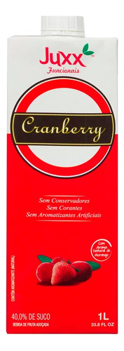 Suco Funcional Cranberry E Morango Com Açúcar Juxx 1l