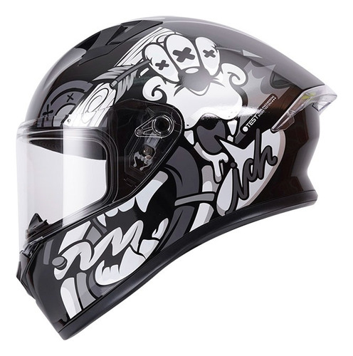 Casco Integral Ich 503 Cash Negro Brillante Gris Visor Tr