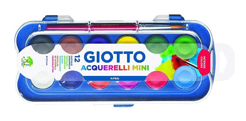 Acuarela Giotto X 12 Colores + 1 Pincel  Caja Plástica
