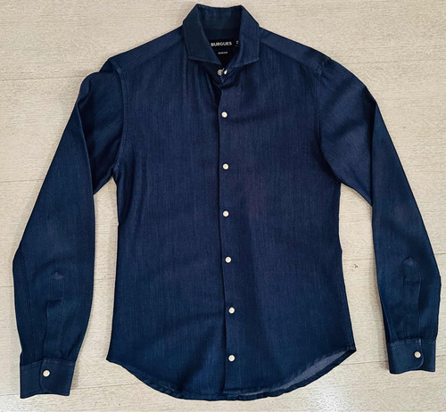 Camisa El Burgués Azul Jean Slim Fit De Hombre Entallada