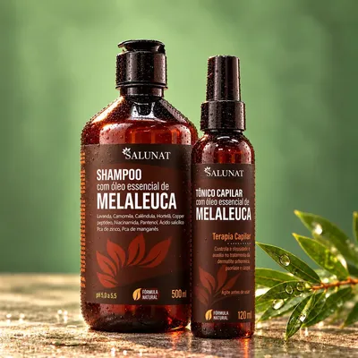 Kit Shampoo 500ml E Tonico Capilar Melaleuca Anticaspa Dermatite Oleosidade