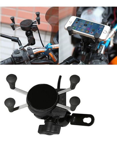 Imagen 4 de 6 de Soporte Celular Moto Con Cargador Usb Motoscba