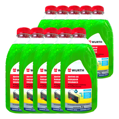 10l Solução Concentrado Wurth Orgânico Aditivo Protege Verde