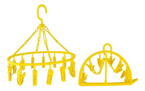 2 Pzs Carrusel Colgadero Tendedero De Calcetines Pinzas Ropa Amarillo