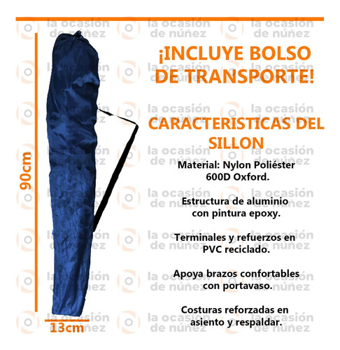Imagen 3 de 7 de Sillon Director Waterdog Plegable Alto Camping Playa Sillon2